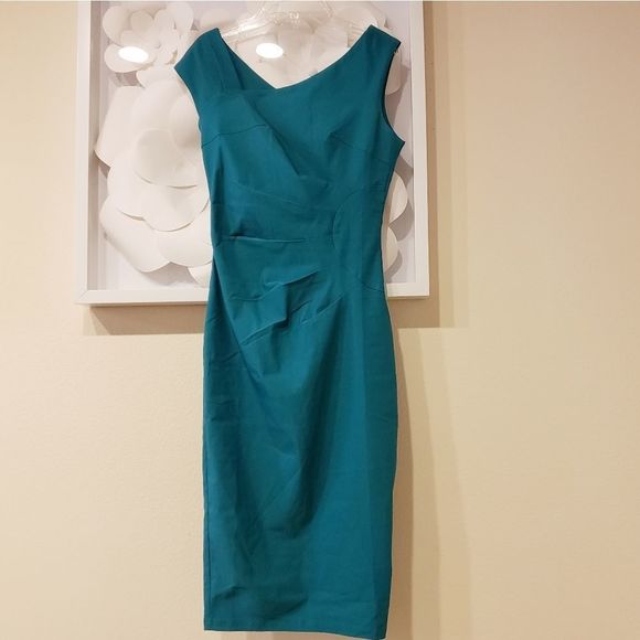 MUXXIN Boutique Teal Green Ruched Fitted Dress - Picture 2 of 8